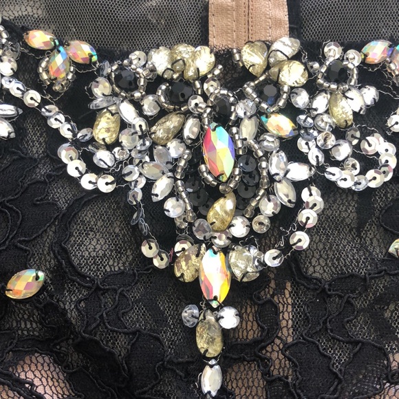 Morilee two-piece black lace beaded formal size 6 - Picture 9 of 12